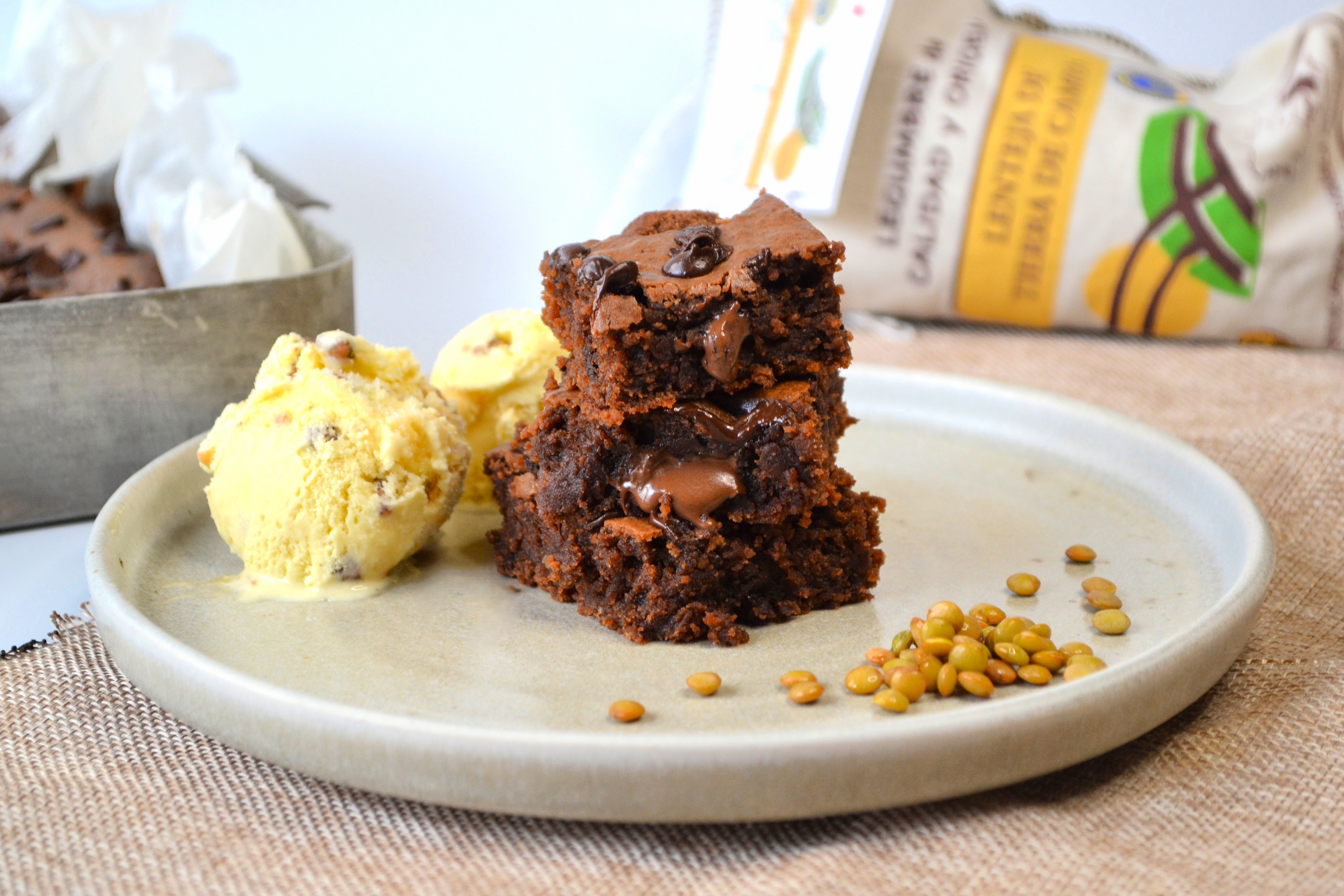 BROWNIE DE LENTEJAS (con opción vegana y sin gluten)